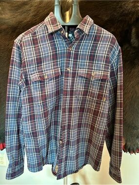 Gander Mountain Guide Series Men's Blue Plaid Button-Up Sz L